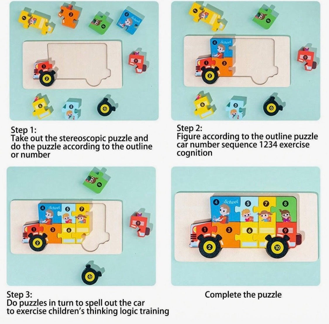 3D Wooden Puzzles with numbers